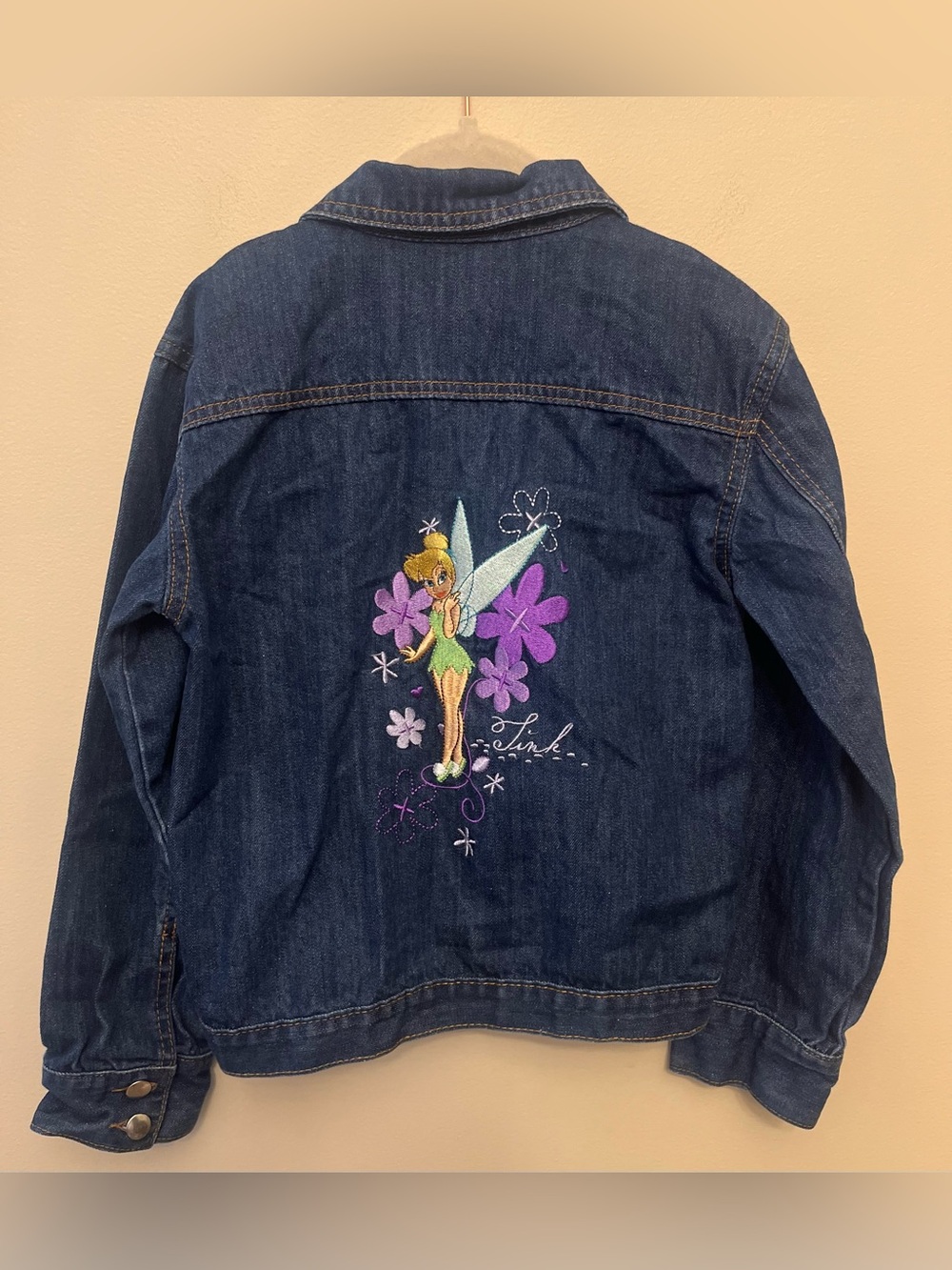 Vintage Disney Store Embroidered Tinkerbell Denim Jacket Girls Size 10/12